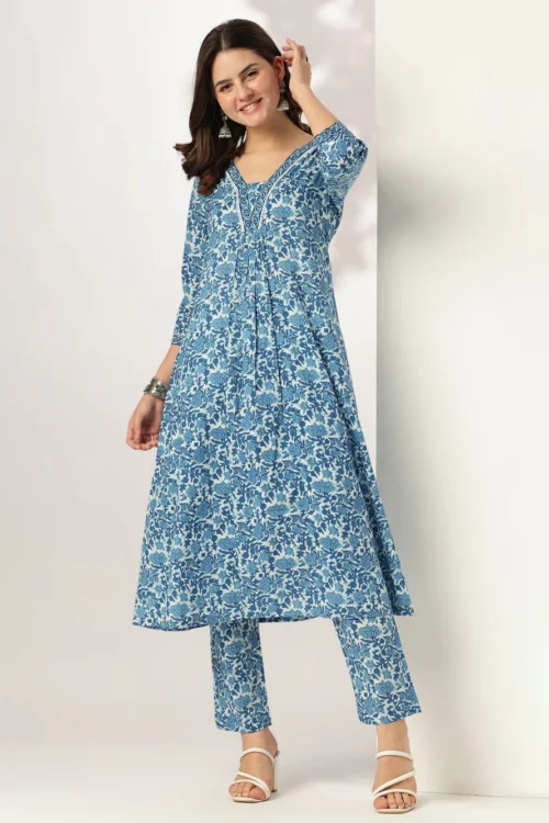 Floral Cotton A-Line Kurta