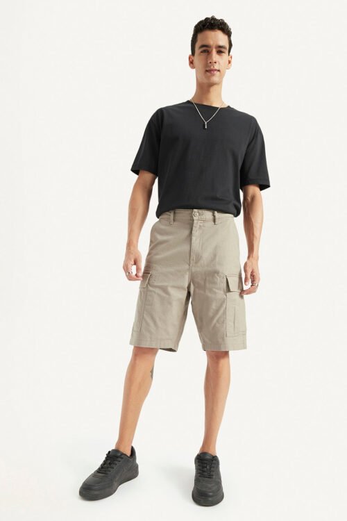 Men's Beige Cargo Fit Shorts | Utility Pocket Casual Shorts