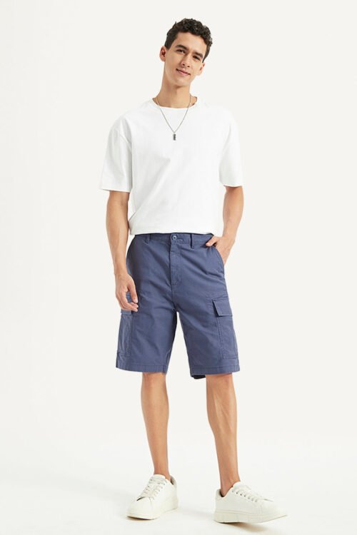 Men's Blue Cargo Fit Shorts | Utility Pocket Shorts | Casual Summer Wear