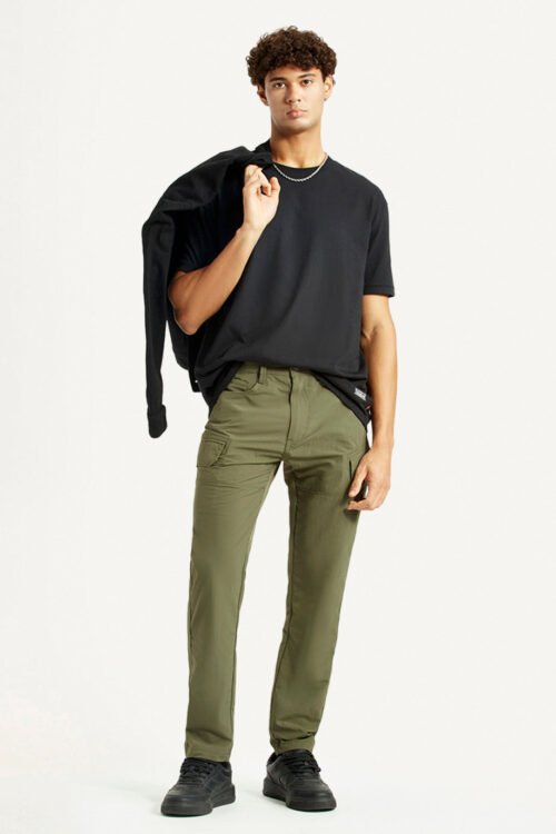 Men's Olive Slim Fit Cargo Trousers | Casual Everyday Wear
