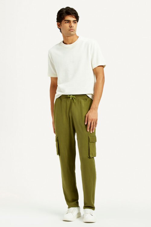 Men's Olive Green Relaxed Fit Cargo Trousers | Casual Utility Wear