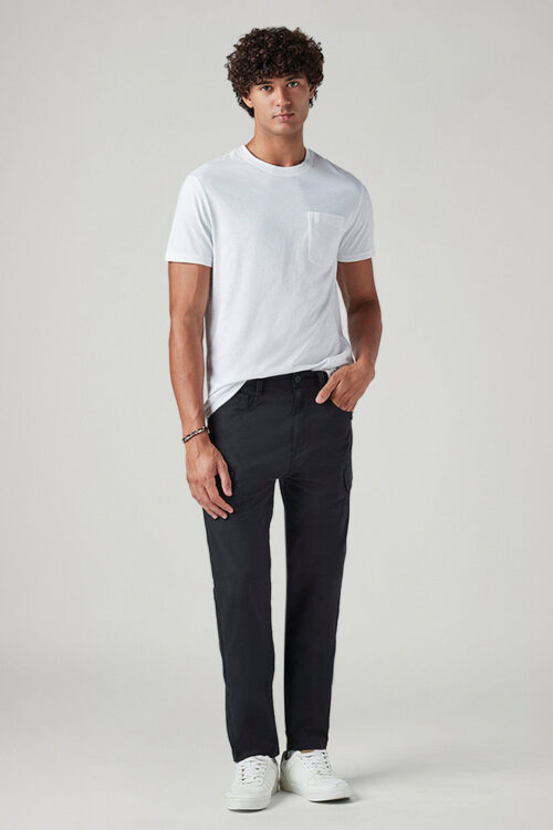 Men's Black Slim Fit Low Rise Zip Off Cargo Trousers | Convertible Style