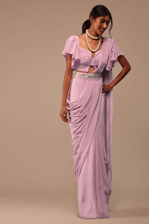Baby pink saree