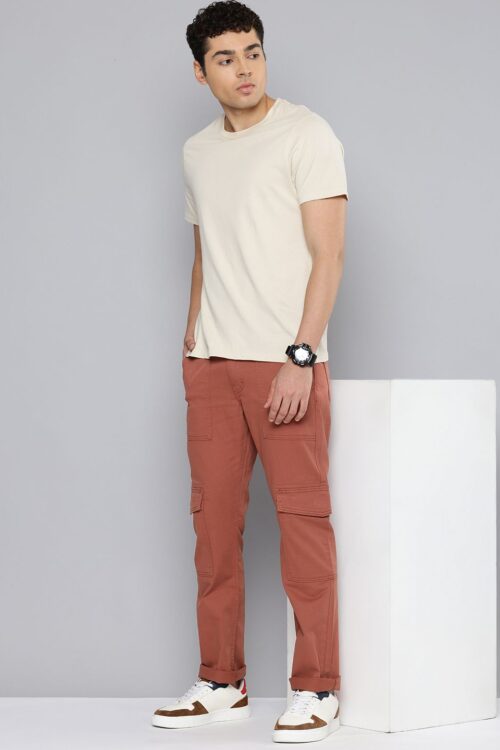 Men's Slim Fit Cargo Trousers | Mid Rise | Utility Casual Wear