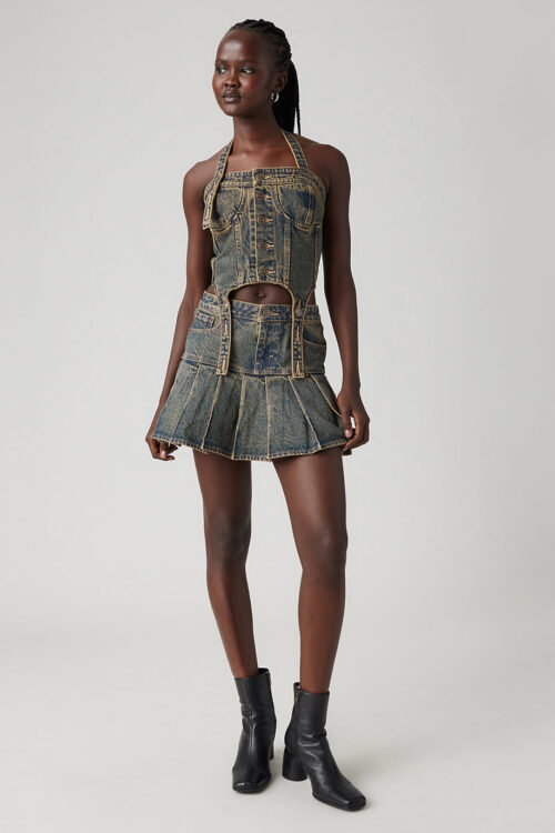Light Blue A Line Denim Skirt Trendy Casual Style