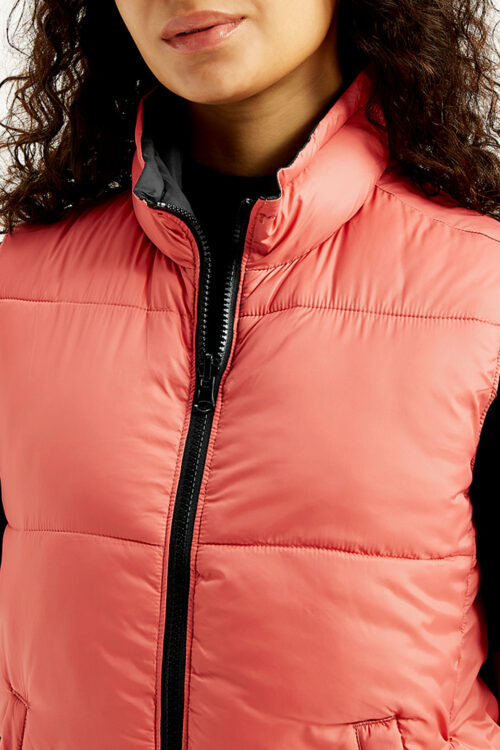 Peach Quilted High Neck Puffer JacketWarm Stylish Look