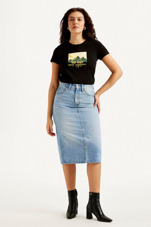 Light Blue Regular Fit Skirt Soft Casual Look