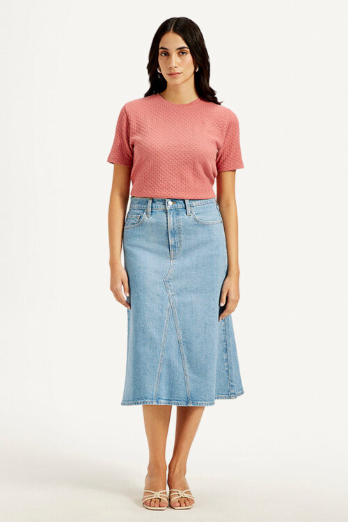 Blue A Line Skirt Feminine Stylish Fit