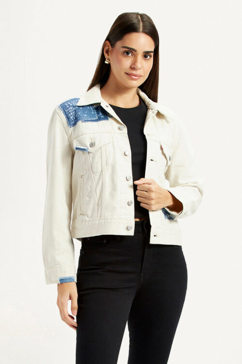 Off White Patchwork Trucker JacketTrendy Street Style