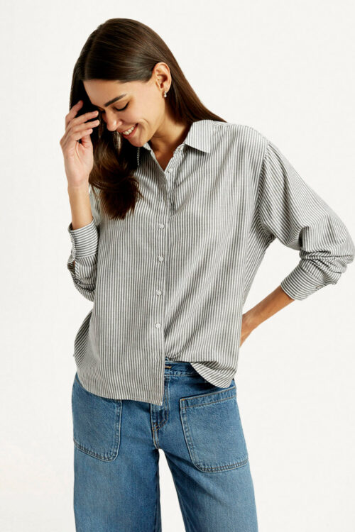Grey Striped Relaxed Fit Shirt | Stylish Daily Wear Shirt
