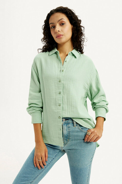 Light Green Textured Relaxed Fit Shirt | Trendy Comfortable Daily Wear