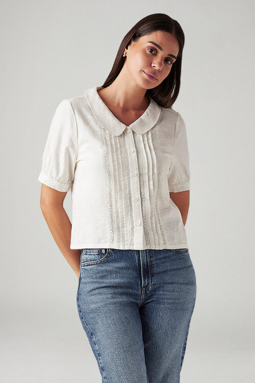 Solid White Peter Pan Collar Shirt | Elegant Classic Office Wear