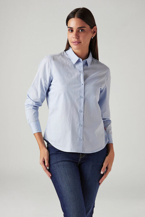 Solid Light Blue Spread Collar Shirt | Elegant Everyday Fashion