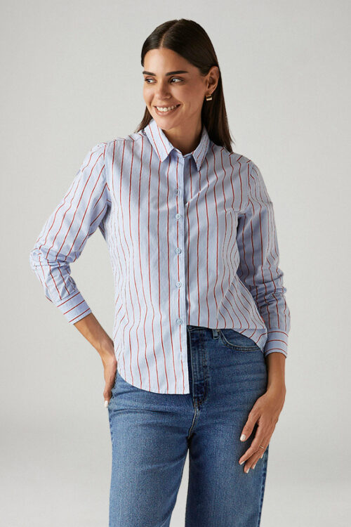 Light Blue Striped Slim Fit Shirt | Smart Office & Casual Wear