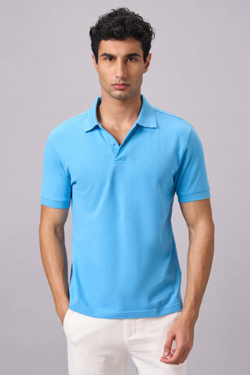 Men's Blue 100% Organic Cotton Regular Fit Tshirt