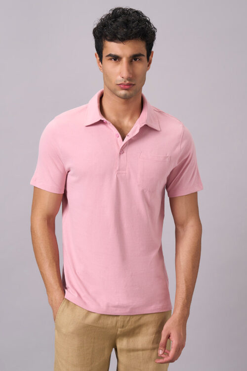 Men's Light Pink 100% Organic Cotton Regular Fit Tshirt