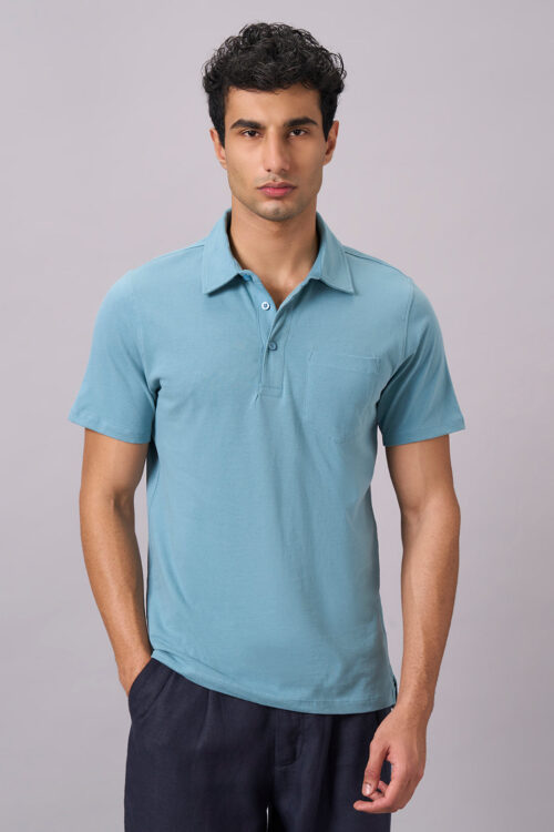 Men's Blue 100% Organic Cotton Regular Fit Tshirt