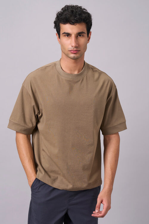 Men's Khaki 100% Cotton Relax Fit Tshirt