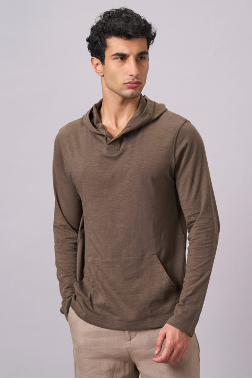 Men's Brown 100% Organic Cotton Regular Fit Tshirt