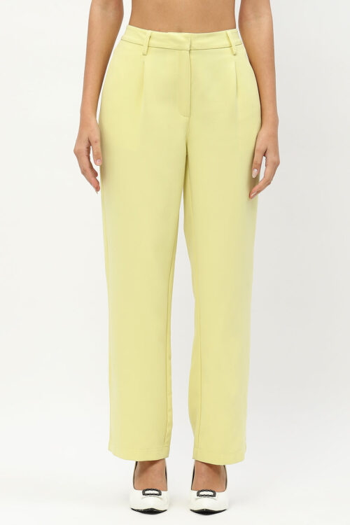 Lime Yellow Straight Fit Trousers for Women Trendy Statement Style