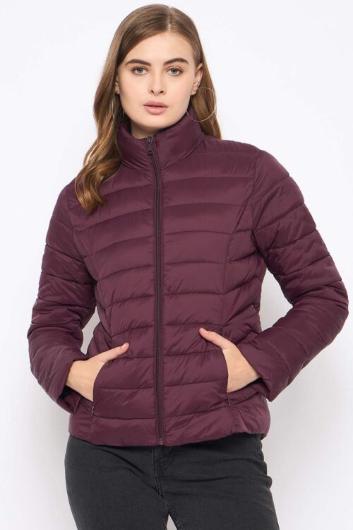 Wine  puffer JacketRich Winter Fashion