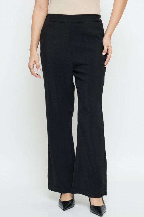 Black Solid Straight Fit Trousers for Women Essential Wardrobe Style