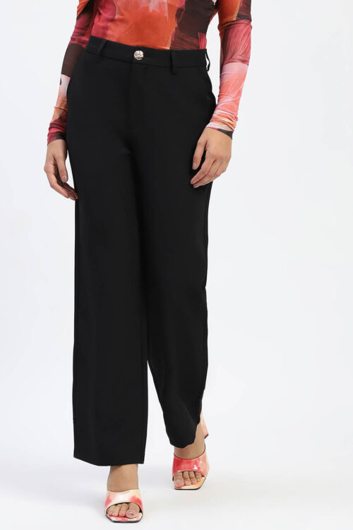 Black Straight Fit Trousers for Women Everyday Essential Wear