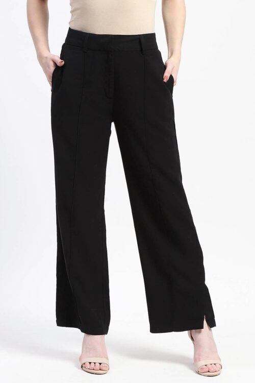 Black Wide Leg Trousers for Women Trendy Relaxed Fit Style