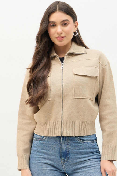 Brown Shirt Collar JacketClassic Casual Style