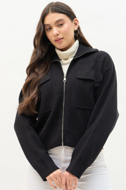 Black Shirt Collar JacketSmart Everyday Wear