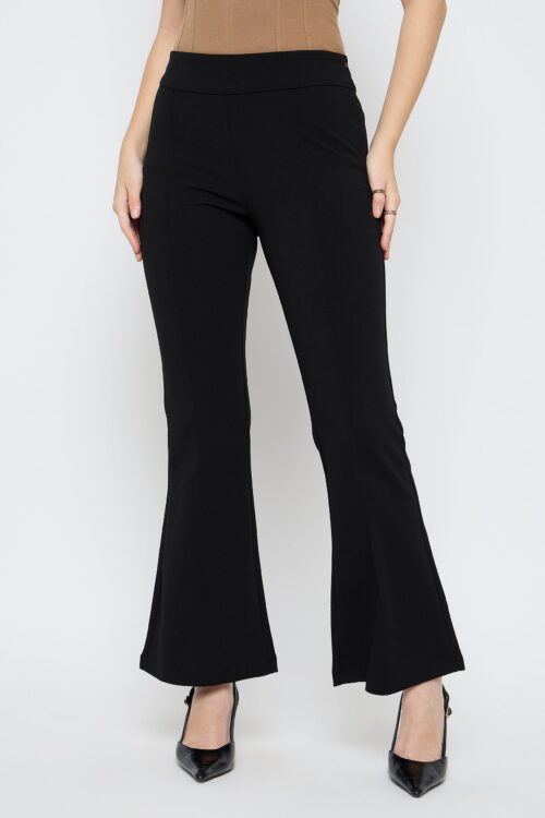 Black Pleated Flared Trousers for Women Elegant Stylish Look