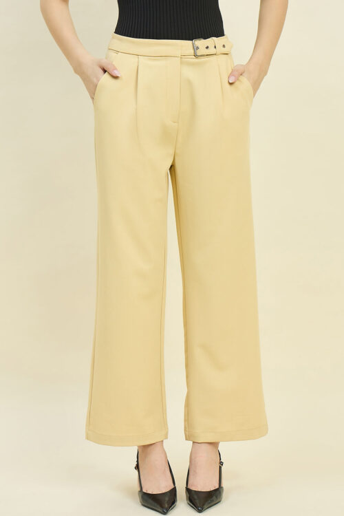 Lemon Yellow Relaxed Fit Trousers for Women Fresh Summer Style