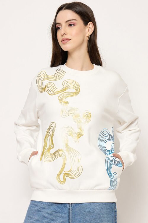 Printed Crew Neck Sweater for Women | Chic Winter Outfit