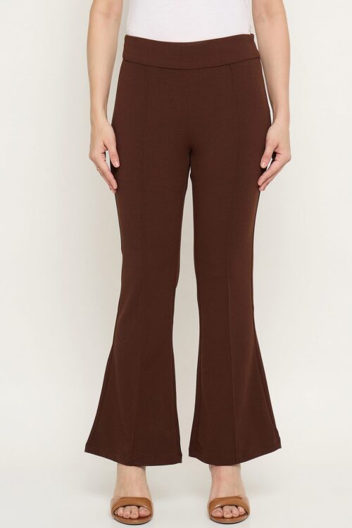 Brown Flared Trousers for Women Retro Chic Look