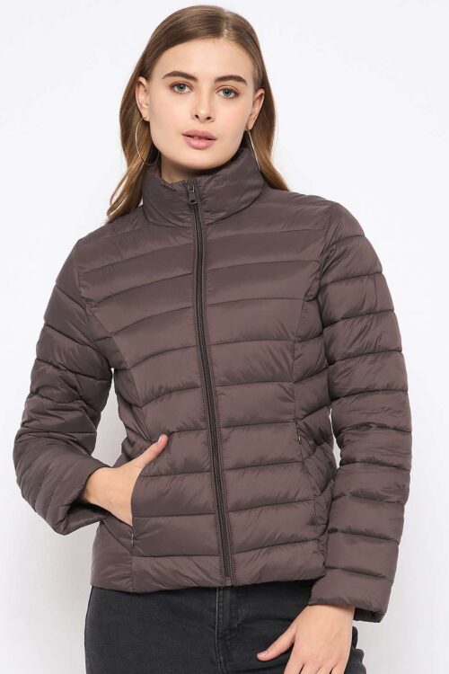 Coffee Brown  puffer JacketElegant Warm Style