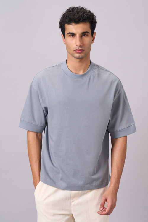 Men's Blue 100% Cotton Relax Fit Tshirt