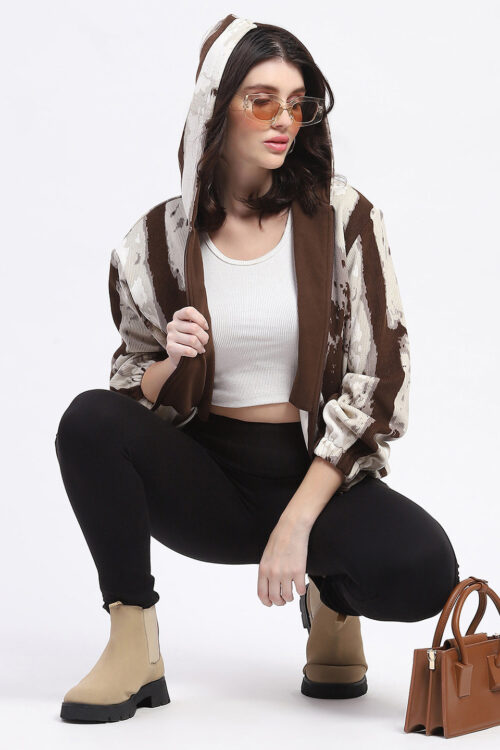 Allover Print Zipper Hoodie for Women | Trendy Style