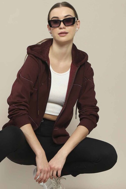 Geometric Zipped Hoodie Sweatshirt for Women | Stylish Look