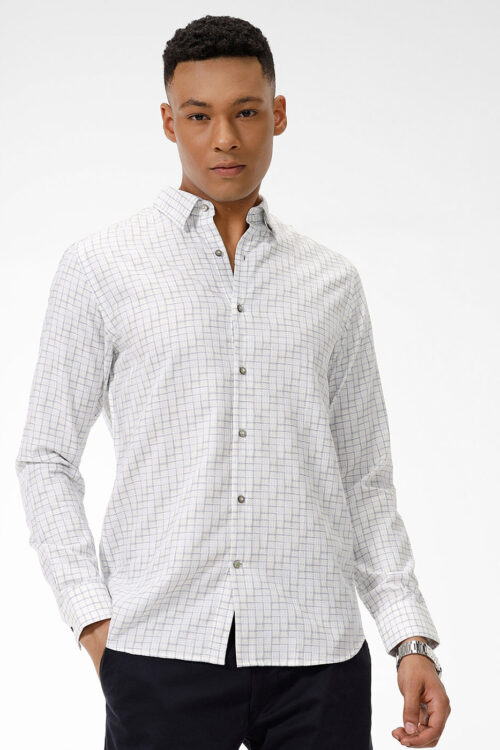 White Checked Casual Shirt Classic Everyday Look