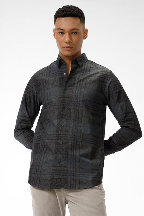 Grey Checks Plus Size Casual Shirt Comfortable Stylish Fit