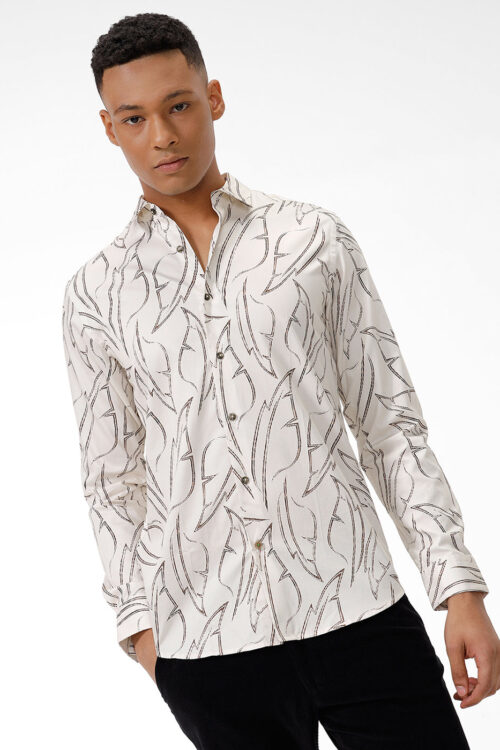 Brown Leaf Print Casual Shirt Earthy Casual Fashion
