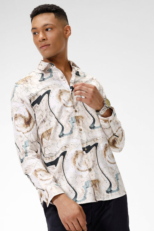 Saturn Multi Print Casual Shirt Trendy Graphic Style