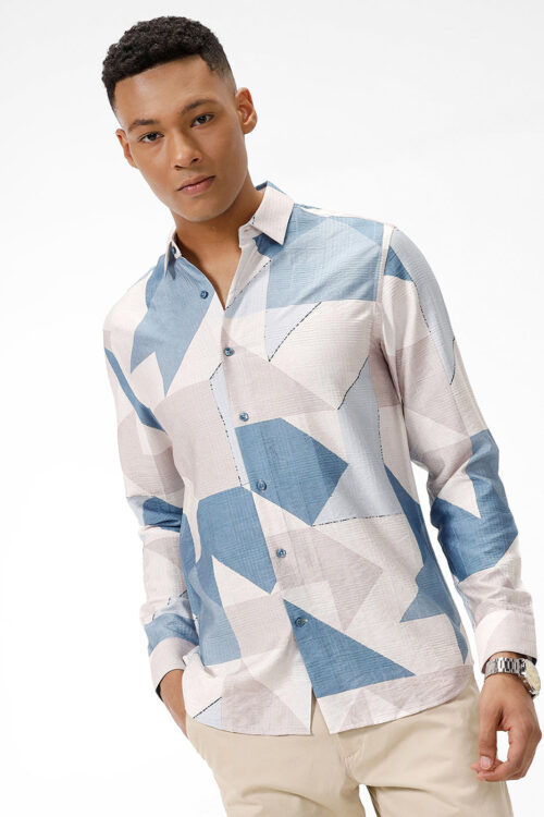 Multi Color Abstract Print Casual Shirt for Men Statement Fashion