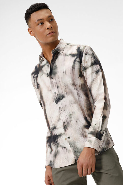 Green Off White Printed Casual Shirt Stylish Everyday Wear