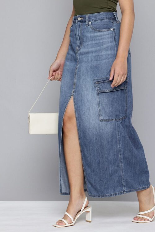 Blue Regular Fit Skirt Classic Daily Wear