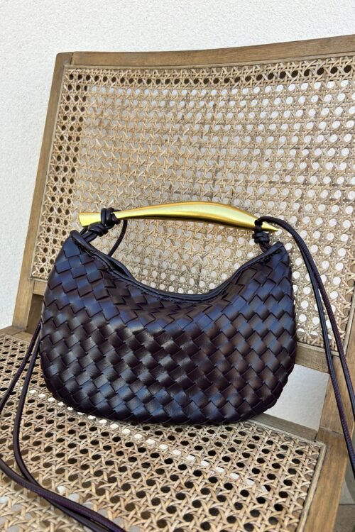 Deep Burgundy Convertible Clutch with Gold Handle ? Leather