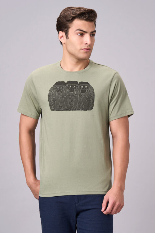 Men's Green 100% Cotton Regular Fit Tshirt