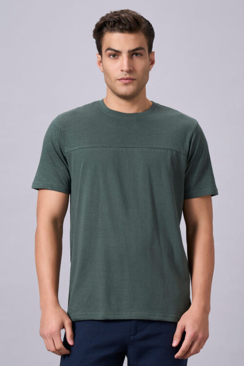 Men's Green 100% Organic Cotton Regular Fit Tshirt