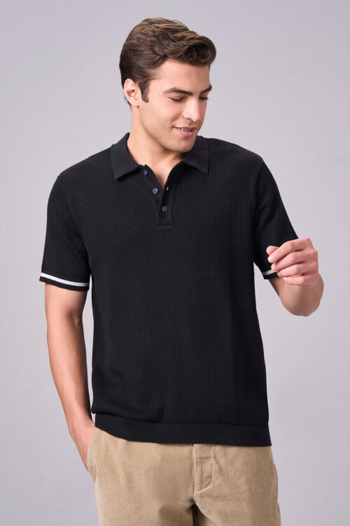 Men's Black 100% Cotton Regular Fit Tshirt