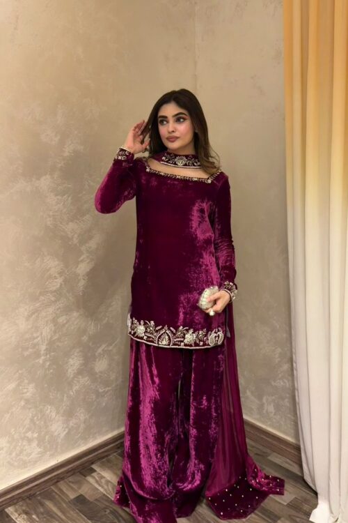 Velvet Suit Set |Luxury Winter Festive Wear